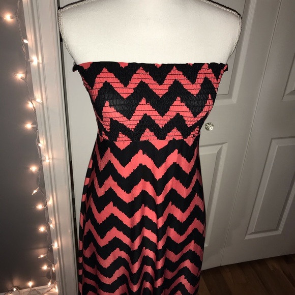 Strapless Chevron High Low Maxi Dress - Picture 3 of 7
